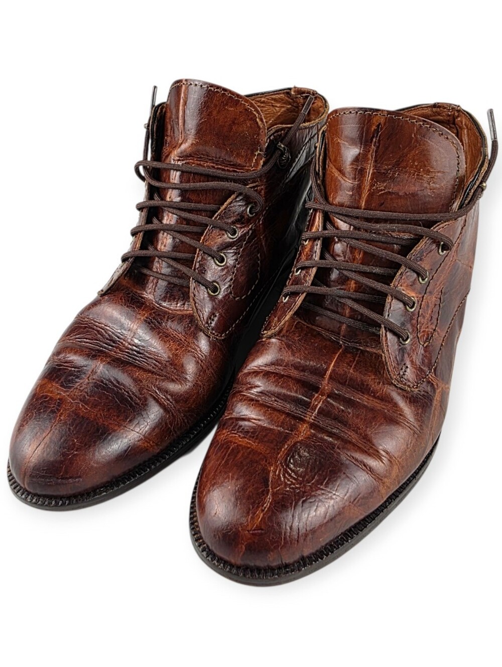 PRANGE Vintage Women’s Brown Leather Boots EU 39/ US 8.5 Made in Italy Lace Up